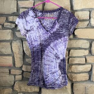 V Neck Tie-Dye Purple T Shirt